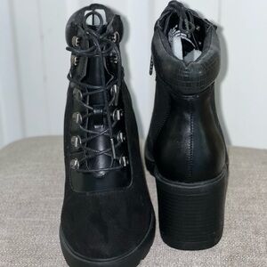 Black Lace Up Boots with Chunky Sole